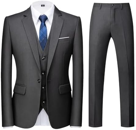 Men’s Three-Piece Tailored Suit – Slim Formal Set for Weddings and Business