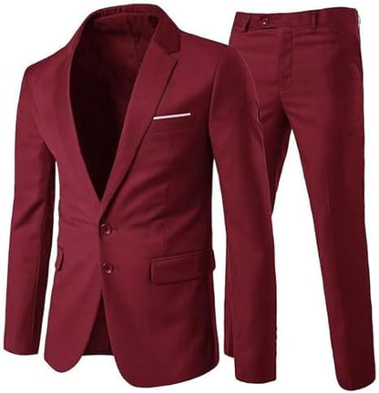 Men’s Slim-Fit Two-Piece Suit – Tailored Set for Business and Weddings