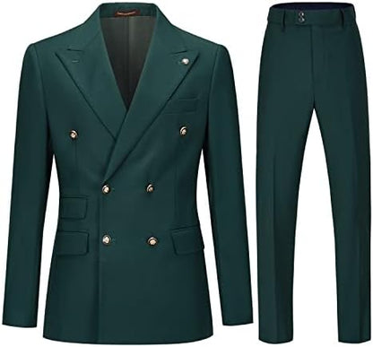 Men’s Double-Breasted Tailored Suit – Slim Formal Set for Weddings and Business