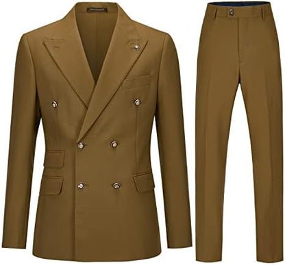 Men’s Double-Breasted Tailored Suit – Slim Formal Set for Weddings and Business