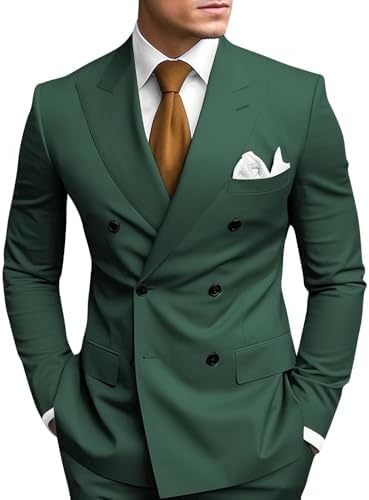 Men’s Peak-Lapel Double-Breasted Suit Set – Slim Occasion Tailoring for Weddings and Proms