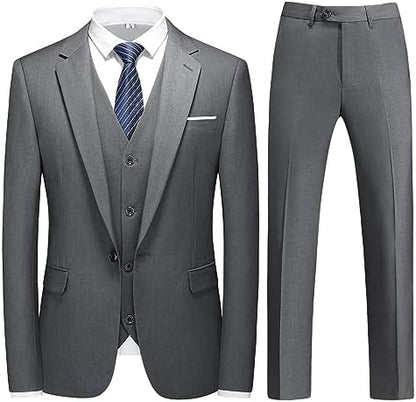 Men’s Three-Piece Tailored Suit – Single-Button Set for Weddings and Business