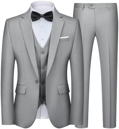 Men’s Slim Three-Piece Suit – Refined Formal Set for Weddings and Business