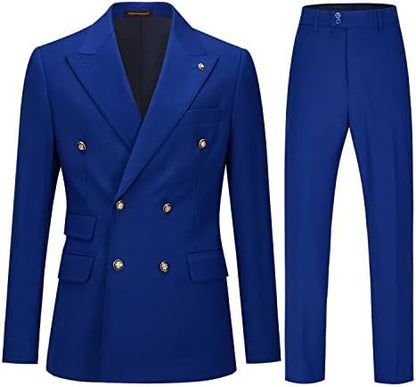 Men’s Double-Breasted Tailored Suit – Slim Formal Set for Weddings and Business