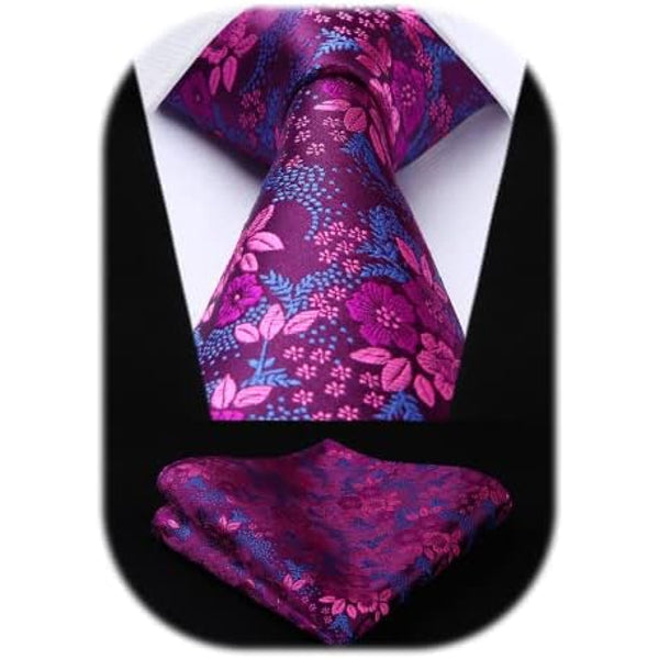 Men’s Extra-Long Paisley Tie Set – Textured Formal Accessories for Weddings and Events