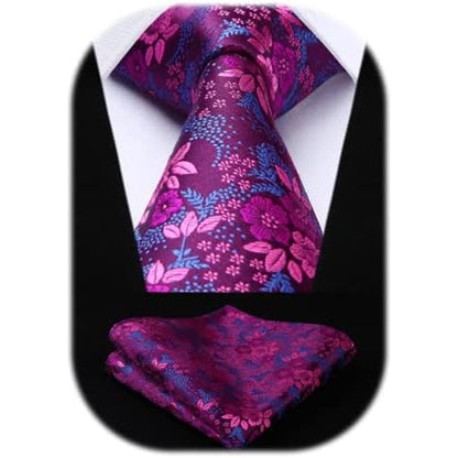 Men’s Extra-Long Paisley Tie Set – Textured Formal Accessories for Weddings and Events