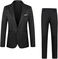 Men’s Slim Two-Piece Business Suit – Classic Tailoring for Formal Occasions