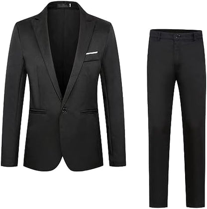 Men’s Slim Two-Piece Business Suit – Classic Tailoring for Formal Occasions