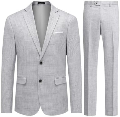 Men’s Checked Two-Piece Suit – Slim Tailoring for Weddings and Smart Events
