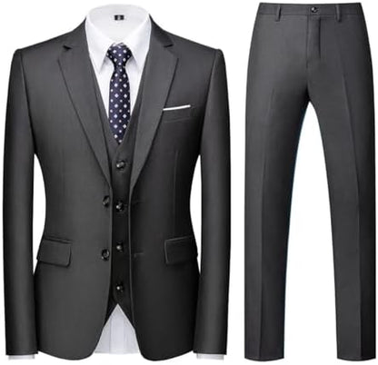 Men’s Slim Three-Piece Suit – Two-Button Formal Tailoring for Weddings and Business