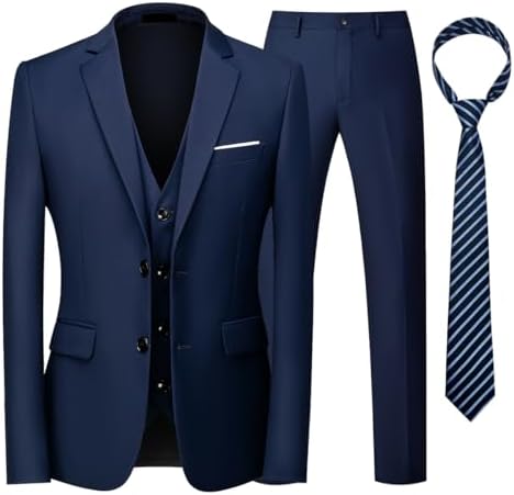Men’s Three-Piece Suit with Tie – Two-Button Formal Set for Business and Events