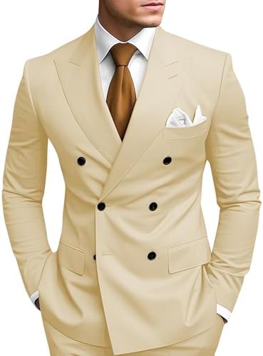 Men’s Peak-Lapel Double-Breasted Suit Set – Slim Occasion Tailoring for Weddings and Proms