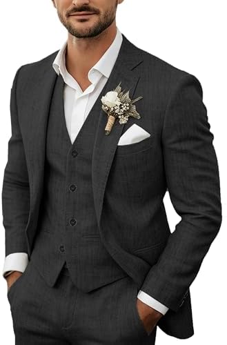 Men’s Lightweight Linen Three-Piece Suit – Tailored Summer Set for Weddings and Formal Events