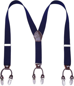 Men’s Checked Y-Back Braces – Adjustable Six-Clip Suspenders for Smart and Formal Styling
