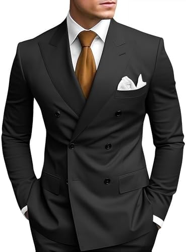 Men’s Peak-Lapel Double-Breasted Suit Set – Slim Occasion Tailoring for Weddings and Proms