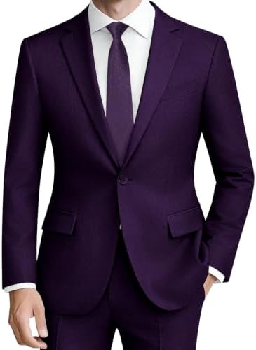 Men’s Single-Button Two-Piece Suit – Slim Formal Tailoring for Weddings and Business