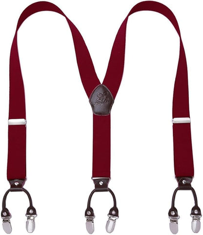 Men’s Checked Y-Back Braces – Adjustable Six-Clip Suspenders for Smart and Formal Styling