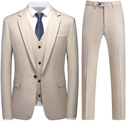Men’s Three-Piece Tailored Suit – Single-Button Set for Weddings and Business