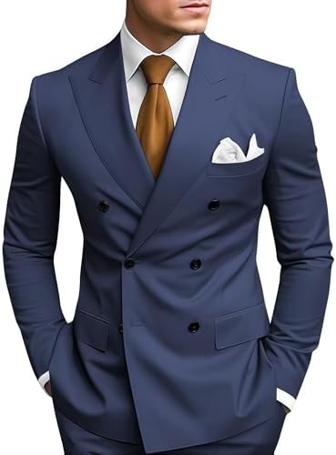 Men’s Peak-Lapel Double-Breasted Suit Set – Slim Occasion Tailoring for Weddings and Proms