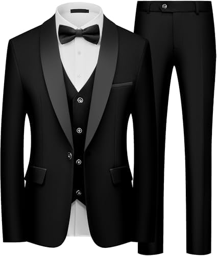 Men’s Shawl-Lapel Three-Piece Tuxedo – Slim Formal Set for Weddings and Evening Events