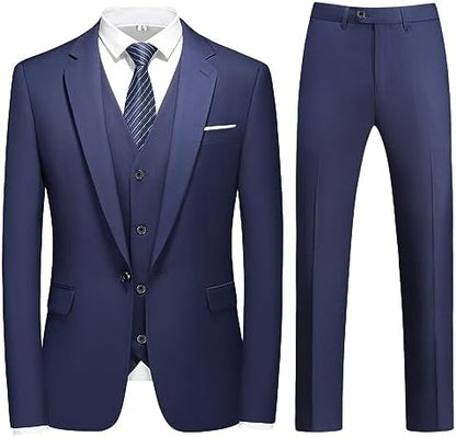 Men’s Three-Piece Tailored Suit – Single-Button Set for Weddings and Business