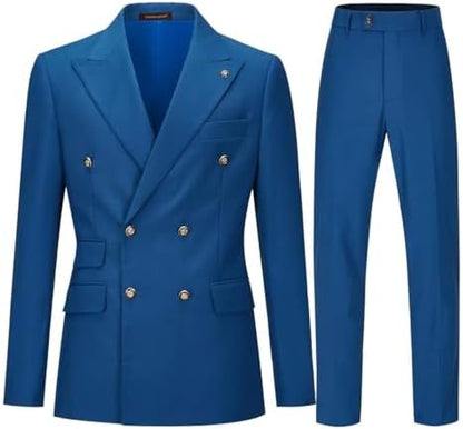Men’s Double-Breasted Tailored Suit – Slim Formal Set for Weddings and Business