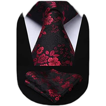 Men’s Extra-Long Paisley Tie Set – Textured Formal Accessories for Weddings and Events