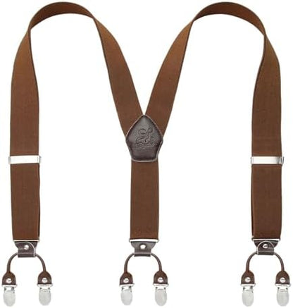 Men’s Checked Y-Back Braces – Adjustable Six-Clip Suspenders for Smart and Formal Styling
