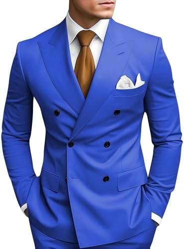 Men’s Peak-Lapel Double-Breasted Suit Set – Slim Occasion Tailoring for Weddings and Proms