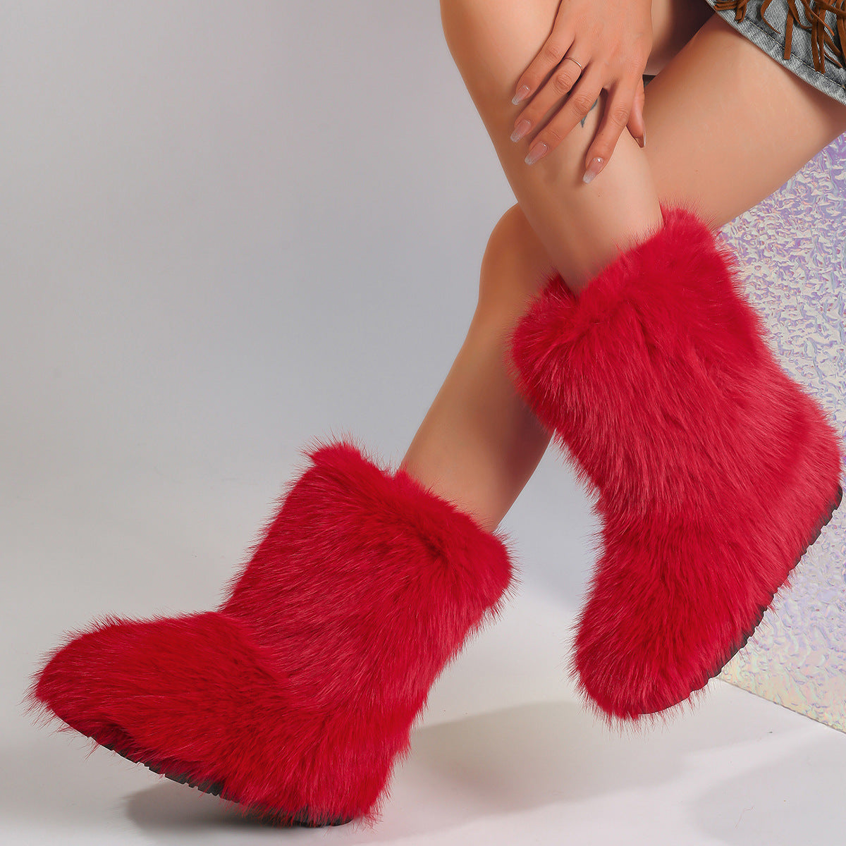 Women's Faux Fur Lined Snow Boots - Black