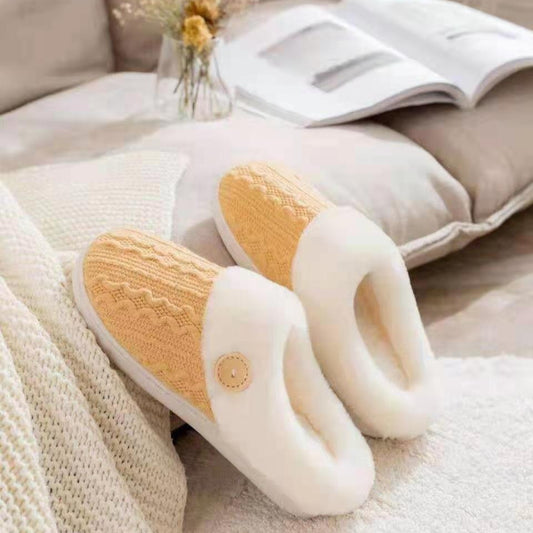 Women's Shearling-Collar Platform Clog Slippers