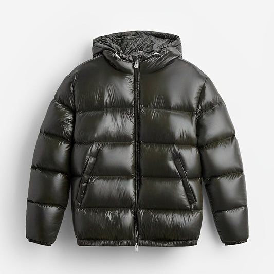 Men’s Hooded Down Puffer Jacket – Lightweight Insulated Winter Outerwear for Everyday Cold-Weather Wear