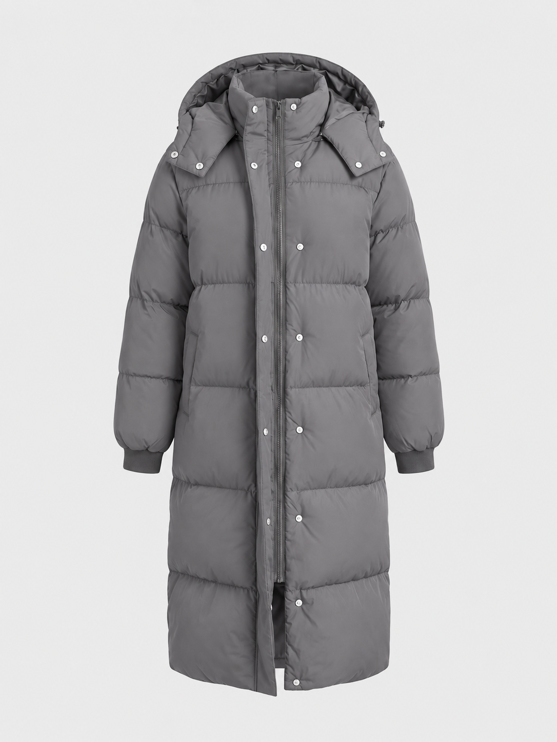 Women’s Extended-Length Hooded Puffer Coat – Insulated Winter Outerwear for Warm Everyday Coverage