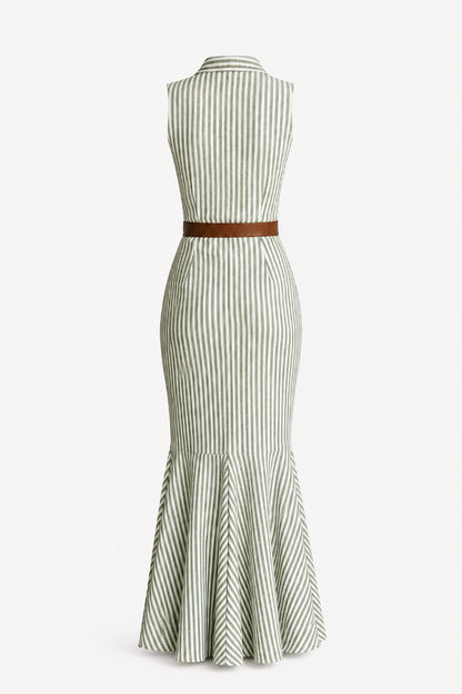 Women’s Collared Mermaid Maxi Dress – Sleeveless Summer Style for Holidays and Smart Casual Events