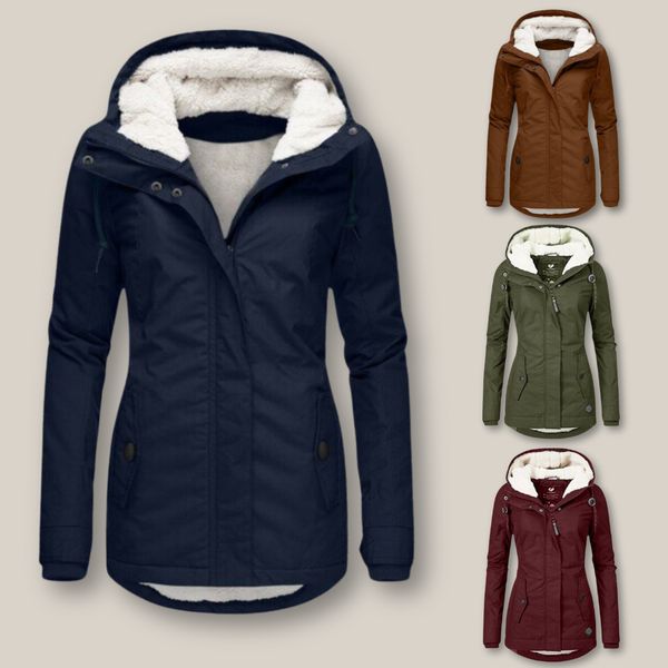 Women’s Parka – Teddy-Lined Hooded Coat with Two-Way Zip