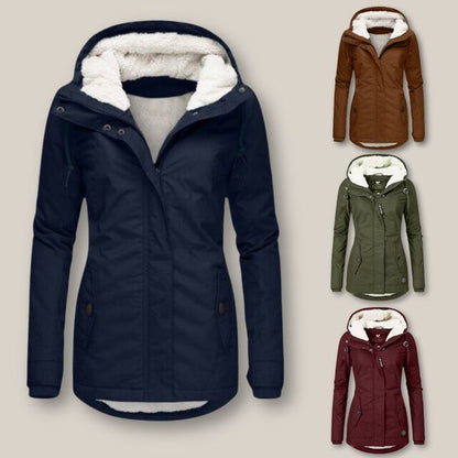 Women’s Parka – Teddy-Lined Hooded Coat with Two-Way Zip