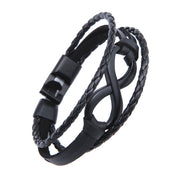 VARIANT|Grey|Braided Leather Infinity Bracelet – Grey
