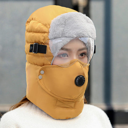 Unisex Full-Coverage Winter Trapper Hat – Plush-Lined Hood with Detachable Face Mask and Goggles