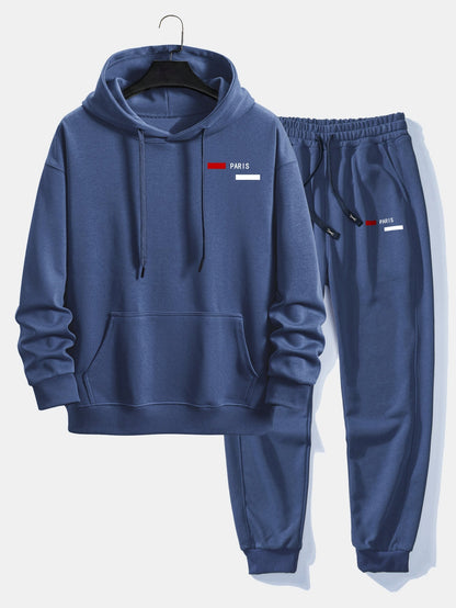 Men’s Relaxed Fit Tracksuit – Cotton Blend Hoodie and Joggers for Casual Streetwear