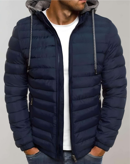 Men’s Lightweight Hooded Puffer Jacket – Quilted Zip Layer for Transitional Wear