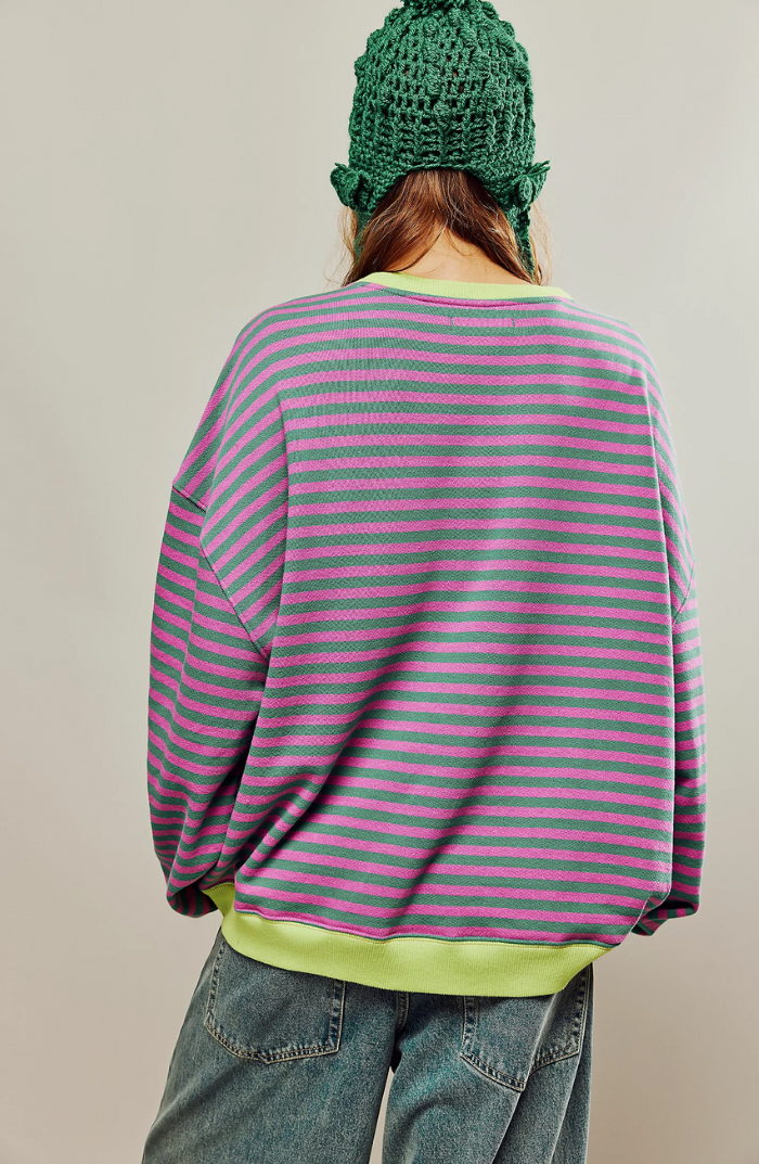 Women’s Printed Crew-Neck Sweatshirt – Relaxed Spring Layer for Casual Everyday Wear