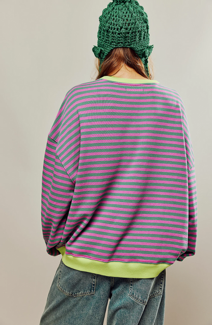 Women’s Printed Crew-Neck Sweatshirt – Relaxed Spring Layer for Casual Everyday Wear