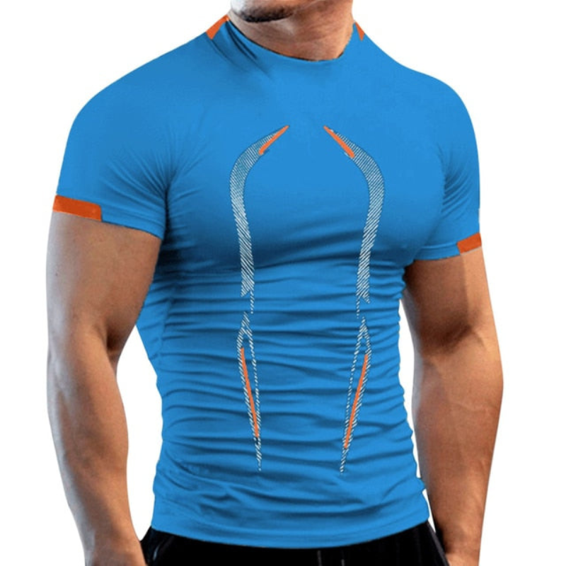 Men’s Compression Sports T-Shirt – Sculpted Short-Sleeve Training Top with Performance Panel Detailing