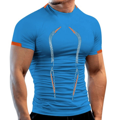 Men’s Compression Sports T-Shirt – Sculpted Short-Sleeve Training Top with Performance Panel Detailing