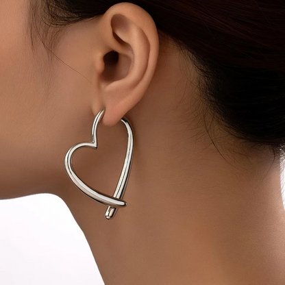 Women’s Open-Heart Hoop Earrings – Gold-Tone Statement Hoops with Polished Non-Tarnish Finish for Day and Evening Wear
