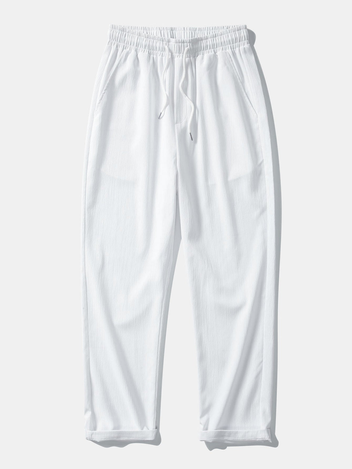 Men’s Linen Blend Summer Co-Ord – Stand Collar Shirt with Straight-Leg Trousers