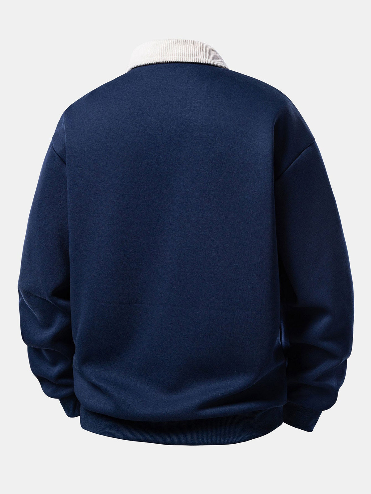 Men’s Relaxed Polo Sweatshirt with Corduroy Collar – Cotton Blend Autumn Layer