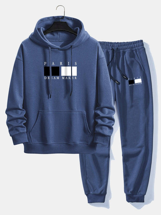 Men’s Relaxed Hoodie Tracksuit – Cotton Blend Jogger Set for Casual Everyday Wear