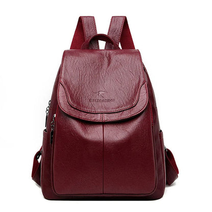 Women’s Faux Leather Flap Backpack – Adjustable-Strap Everyday Bag with Spacious Organised Storage for Work Travel and Shopping
