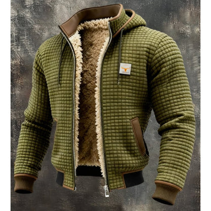 Men’s Thermal Fleece Winter Jacket – Quilted Hooded Zip-Up Coat with Sherpa Lining and Wind-Resistant Finish